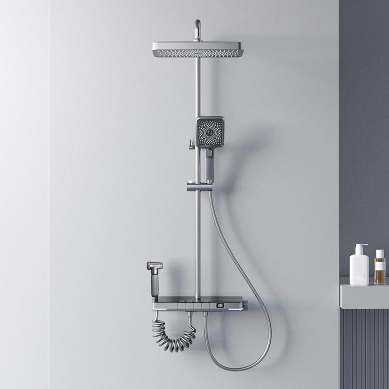 Modern Shower System Brass Slide Bar Included Wall Mounted Shower Set Clearhalo 'Bathroom Remodel & Bathroom Fixtures' 'Home Improvement' 'home_improvement' 'home_improvement_shower_faucets' 'Shower Faucets & Systems' 'shower_faucets' 'Showers & Bathtubs Plumbing' 'Showers & Bathtubs' 1200x1200_20a265a8-1e50-47ee-a310-74d66a147205