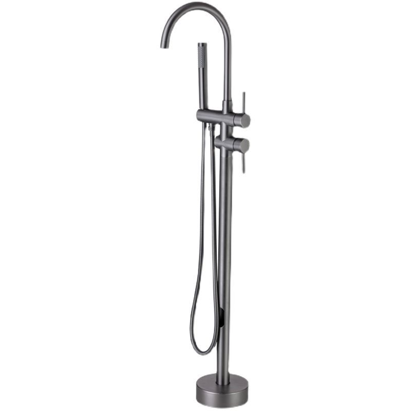 High Arc Floor Mounted Contemporary Metal Lever Handle Floor Mount Clearhalo 'Bathroom Remodel & Bathroom Fixtures' 'Bathtub Faucets' 'bathtub_faucets' 'Home Improvement' 'home_improvement' 'home_improvement_bathtub_faucets' 1200x1200_20a299e8-0465-43bd-8f79-8a1168238d8d