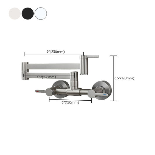 Modern Pull Down 2-Handle Pot Filler Low Profile Wall-mounted Faucet Clearhalo 'Home Improvement' 'home_improvement' 'home_improvement_kitchen_faucets' 'Kitchen Faucets' 'Kitchen Remodel & Kitchen Fixtures' 'Kitchen Sinks & Faucet Components' 'kitchen_faucets' 1200x1200_20a405dc-f761-4297-96e8-c974653b63f5