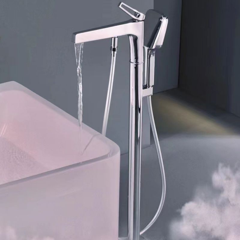 Bathroom Faucet Floor Standing Handheld Shower Head Rod Handle Faucet Clearhalo 'Bathroom Remodel & Bathroom Fixtures' 'Bathtub Faucets' 'bathtub_faucets' 'Home Improvement' 'home_improvement' 'home_improvement_bathtub_faucets' 1200x1200_20c37340-7d87-4eae-b019-fa4256339966