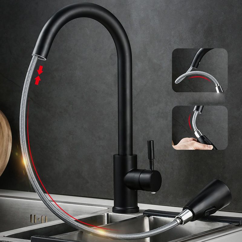 Pull Down Spout Kitchen Faucet One Handle Kitchen Sink Faucet with Pull Down Sprayer Clearhalo 'Home Improvement' 'home_improvement' 'home_improvement_kitchen_faucets' 'Kitchen Faucets' 'Kitchen Remodel & Kitchen Fixtures' 'Kitchen Sinks & Faucet Components' 'kitchen_faucets' 1200x1200_20e3b08a-5a83-41dd-b793-507e87a07e95