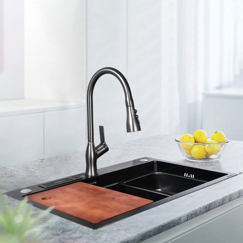 Contemporary Style Kitchen Sink Stainless Steel Kitchen Sink with Cutting Board Clearhalo 'Home Improvement' 'home_improvement' 'home_improvement_kitchen_sinks' 'Kitchen Remodel & Kitchen Fixtures' 'Kitchen Sinks & Faucet Components' 'Kitchen Sinks' 'kitchen_sinks' 1200x1200_20eb3492-8eda-4548-8742-4d85a496d3e4