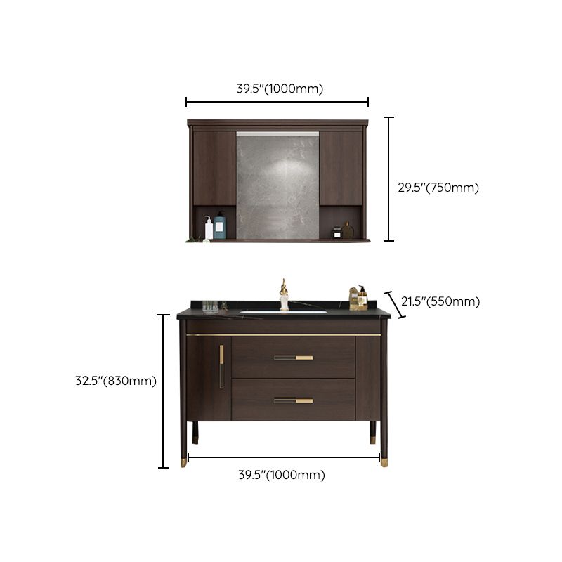 Wood Frame Bathroom Vanity Drawers Single Sink Rectangle Freestanding Vanity with Mirror Clearhalo 'Bathroom Remodel & Bathroom Fixtures' 'Bathroom Vanities' 'bathroom_vanities' 'Home Improvement' 'home_improvement' 'home_improvement_bathroom_vanities' 1200x1200_20f05c3a-08f3-471e-8592-8777e0e9d9cd