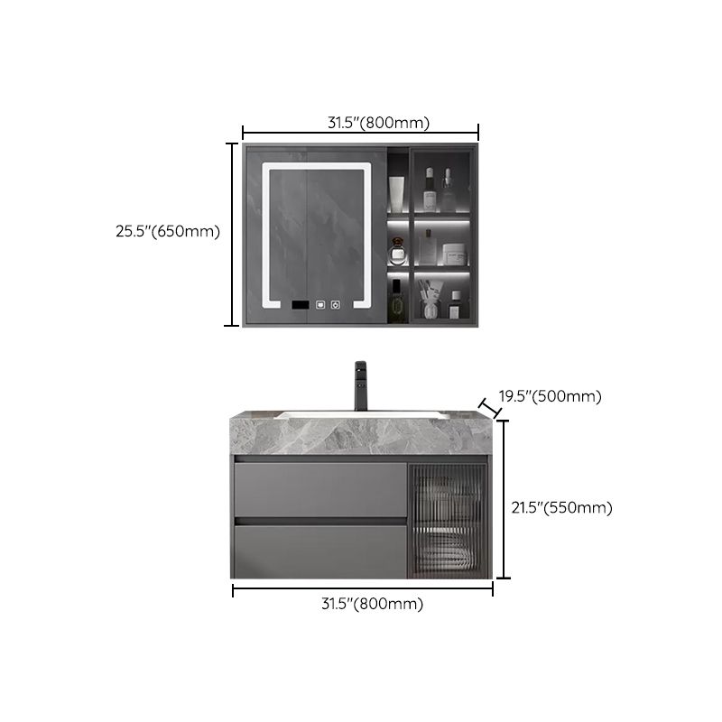 Modern Wall Mount Bath Vanity Gray Tone Vanity Cabinet with Mirror Cabinet Clearhalo 'Bathroom Remodel & Bathroom Fixtures' 'Bathroom Vanities' 'bathroom_vanities' 'Home Improvement' 'home_improvement' 'home_improvement_bathroom_vanities' 1200x1200_20ff08d4-99c6-4a41-84de-90ba3795d35d