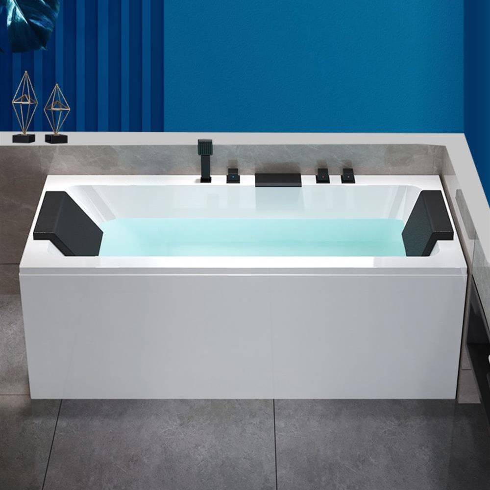 Stand Alone White Bath Acrylic Rectangular Modern Soaking Bathtub Clearhalo 'Bathroom Remodel & Bathroom Fixtures' 'Bathtubs' 'Home Improvement' 'home_improvement' 'home_improvement_bathtubs' 'Showers & Bathtubs' 1200x1200_210ac311-f930-4f64-8c16-4658121fe3a8