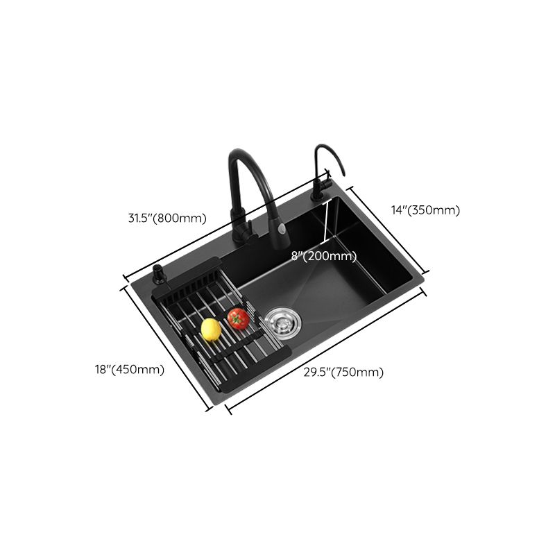 Stainless Steel Kitchen Sink Single Bowl Sink with Faucet and Soap Dispenser Clearhalo 'Home Improvement' 'home_improvement' 'home_improvement_kitchen_sinks' 'Kitchen Remodel & Kitchen Fixtures' 'Kitchen Sinks & Faucet Components' 'Kitchen Sinks' 'kitchen_sinks' 1200x1200_21165043-9976-41bc-a256-24dc77a08514