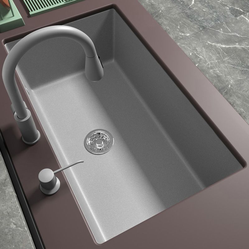 Kitchen Ceramic Sink Grey Pull-out Faucet Rod Handle Anti-spill Sink Clearhalo 'Home Improvement' 'home_improvement' 'home_improvement_kitchen_sinks' 'Kitchen Remodel & Kitchen Fixtures' 'Kitchen Sinks & Faucet Components' 'Kitchen Sinks' 'kitchen_sinks' 1200x1200_211dc11a-e4e0-4799-b66d-a10416b3042d