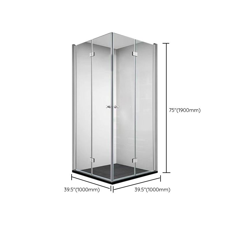 Frameless Folding Tempered Glass Shower Door with Thickened 304 Stainless Steel Fittings Clearhalo 'Bathroom Remodel & Bathroom Fixtures' 'Home Improvement' 'home_improvement' 'home_improvement_shower_tub_doors' 'Shower and Tub Doors' 'shower_tub_doors' 'Showers & Bathtubs' 1200x1200_21210408-ede3-4fd3-bb48-3dbf4e911333