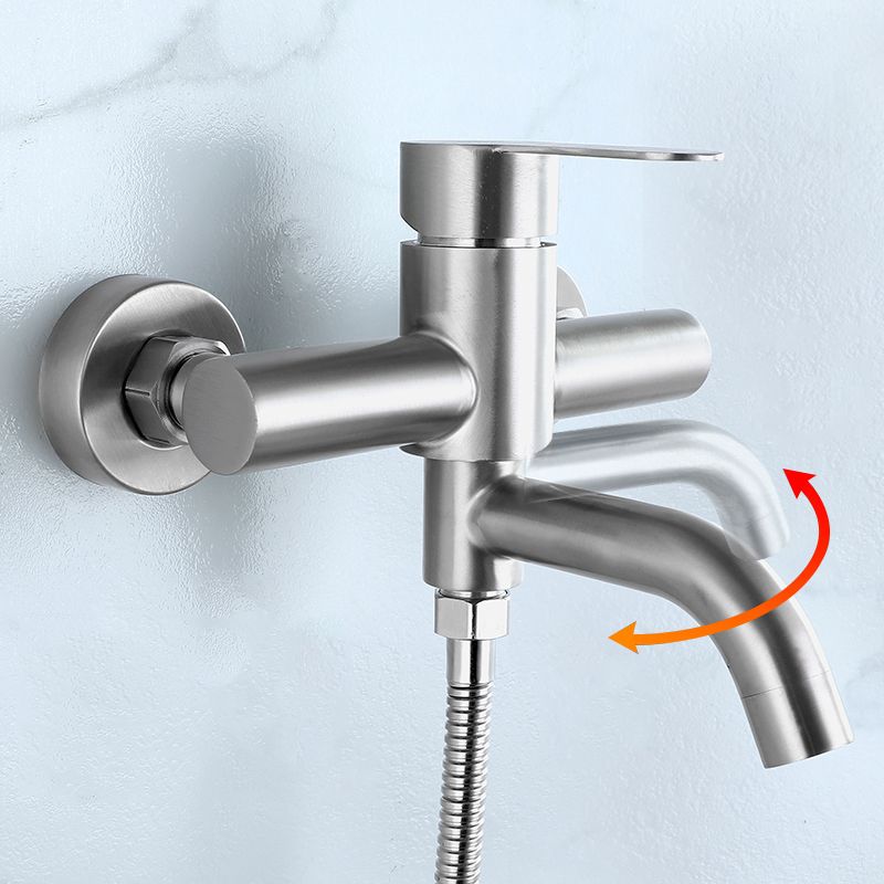 Modern Bathtub Faucet 304 Stainless Steel Swivel Spout Wall Mounted Tub Faucet Trim Clearhalo 'Bathroom Remodel & Bathroom Fixtures' 'Bathtub Faucets' 'bathtub_faucets' 'Home Improvement' 'home_improvement' 'home_improvement_bathtub_faucets' 1200x1200_2133ab2c-68b5-4567-b1cb-7dae183ab43d