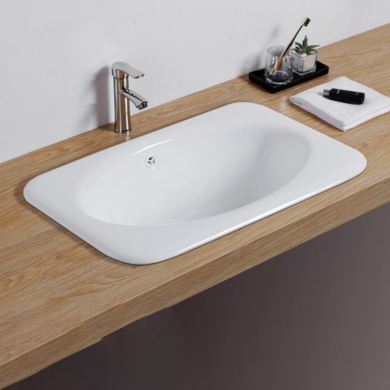 White Rectangular Bathroom Sink with Overflow Porcelain Drop-in Sink Clearhalo 'Bathroom Remodel & Bathroom Fixtures' 'Bathroom Sinks & Faucet Components' 'Bathroom Sinks' 'bathroom_sink' 'Home Improvement' 'home_improvement' 'home_improvement_bathroom_sink' 1200x1200_215de257-8c60-4776-9e29-4e3d997637b1