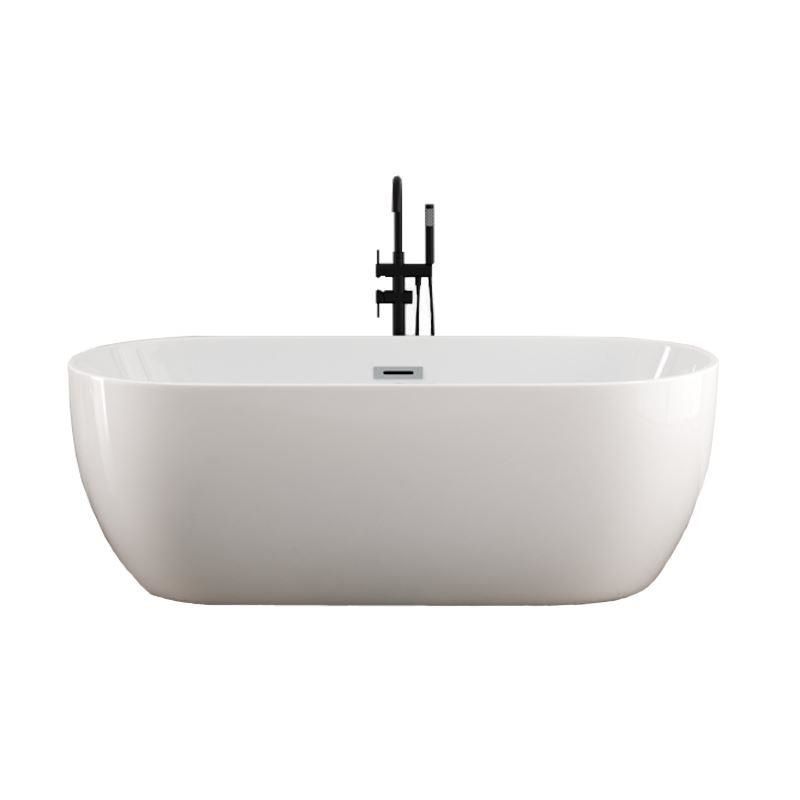 White Stand Alone Bath Modern Oval Soaking Acrylic Back to Wall Bathtub Clearhalo 'Bathroom Remodel & Bathroom Fixtures' 'Bathtubs' 'Home Improvement' 'home_improvement' 'home_improvement_bathtubs' 'Showers & Bathtubs' 1200x1200_2164bd2d-6ed0-4136-8d74-f1e8d6ea9d50