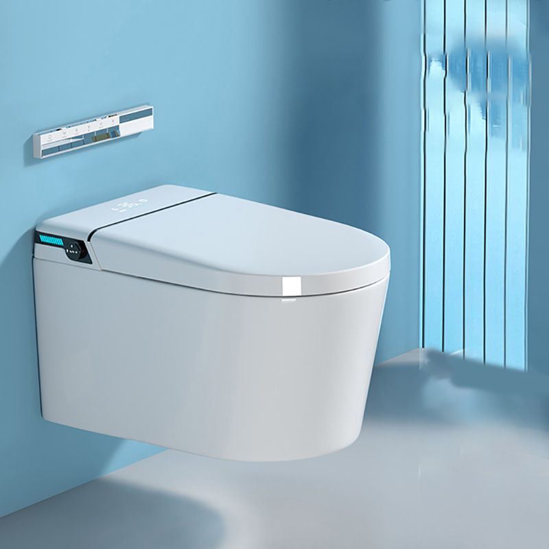 Elongated Wall Hung Toilet in White Ceramic Smart Toilet with Heated Seat Clearhalo 'Bathroom Remodel & Bathroom Fixtures' 'Bidets' 'Home Improvement' 'home_improvement' 'home_improvement_bidets' 'Toilets & Bidets' 1200x1200_216b227e-08c6-418e-a9b1-07f7fc50d76d