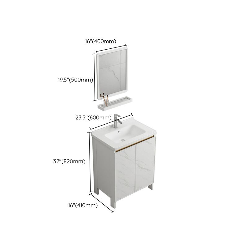 Modern White Metal Base Vanity Single Freestanding Rectangular Sink Vanity Clearhalo 'Bathroom Remodel & Bathroom Fixtures' 'Bathroom Vanities' 'bathroom_vanities' 'Home Improvement' 'home_improvement' 'home_improvement_bathroom_vanities' 1200x1200_21b0cd9a-d0db-42cd-822a-af03bd5db136