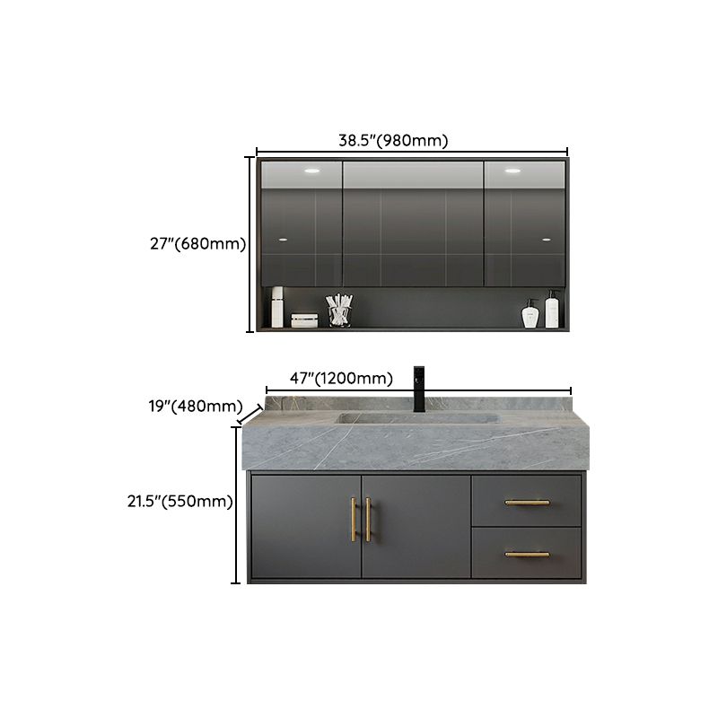 Grey Wall-Mounted Modern Single-Sink Rectangular Wood Bathroom Vanity Set Clearhalo 'Bathroom Remodel & Bathroom Fixtures' 'Bathroom Vanities' 'bathroom_vanities' 'Home Improvement' 'home_improvement' 'home_improvement_bathroom_vanities' 1200x1200_21b147fb-0b13-4ba3-892e-112ccc9d1442