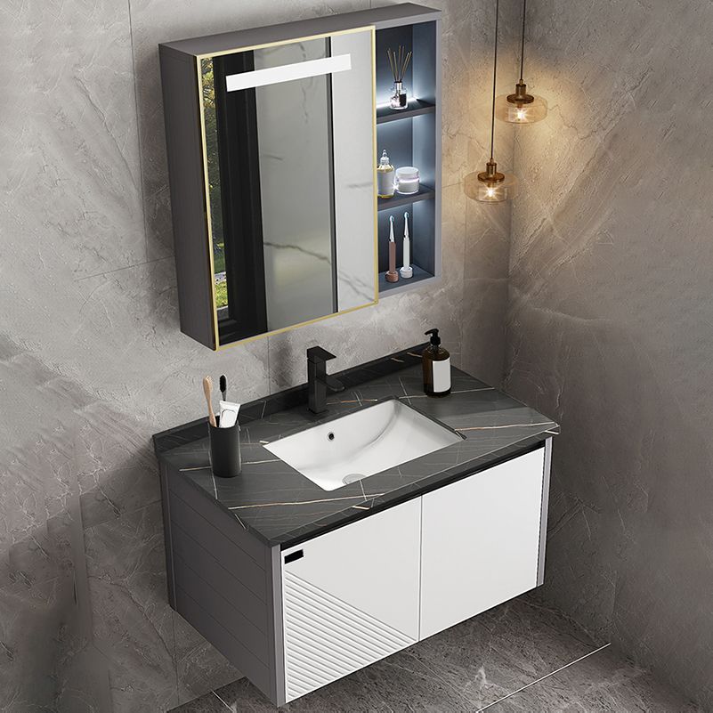 Modern Sink Vanity Set Wall Mounted Rectangular Sink Drawers Vanity Set Clearhalo 'Bathroom Remodel & Bathroom Fixtures' 'Bathroom Vanities' 'bathroom_vanities' 'Home Improvement' 'home_improvement' 'home_improvement_bathroom_vanities' 1200x1200_21cb3a54-9608-4eb6-b724-9a9ed58d0908