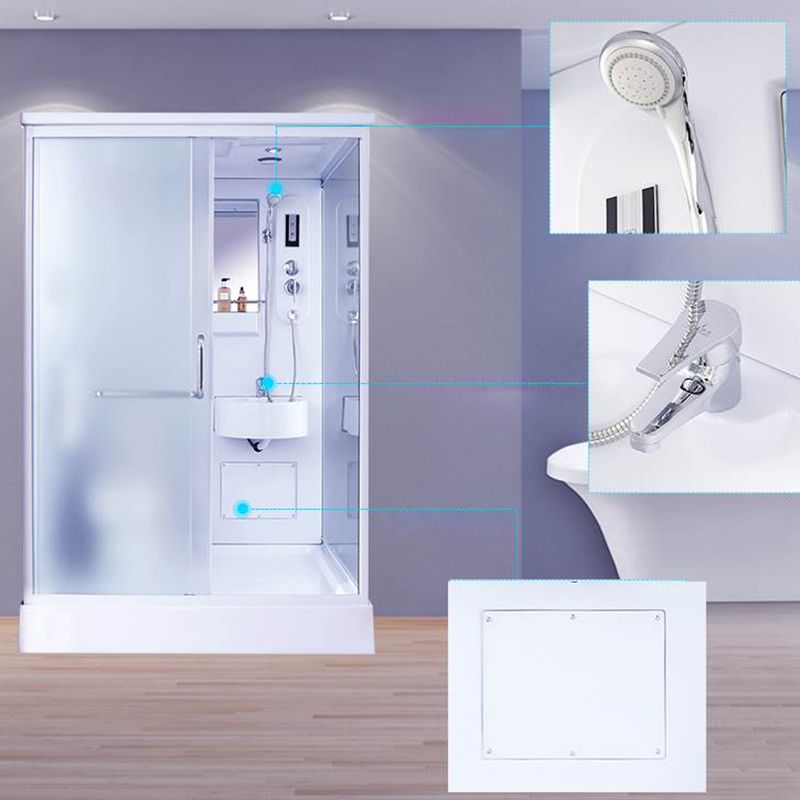 Framed Single Sliding Shower Kit Rectangle Frosted Shower Kit Clearhalo 'Bathroom Remodel & Bathroom Fixtures' 'Home Improvement' 'home_improvement' 'home_improvement_shower_stalls_enclosures' 'Shower Stalls & Enclosures' 'shower_stalls_enclosures' 'Showers & Bathtubs' 1200x1200_21cbf778-223e-4d76-9d12-0269219ff8ee