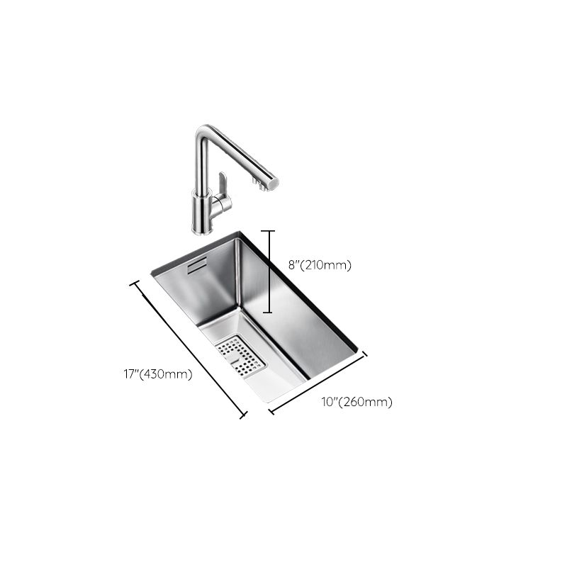Rectangle Single Bowl Kitchen Sink Stainless Steel Sink with Drain Strainer Kit Clearhalo 'Home Improvement' 'home_improvement' 'home_improvement_kitchen_sinks' 'Kitchen Remodel & Kitchen Fixtures' 'Kitchen Sinks & Faucet Components' 'Kitchen Sinks' 'kitchen_sinks' 1200x1200_21e16fe8-5299-47ea-b708-627b0a1aba92