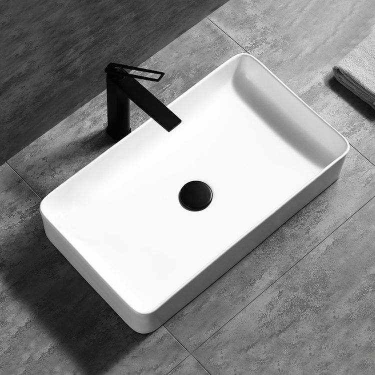 Contemporary Bathroom Sink Porcelain Pop-Up Drain Rectangular Vessel Lavatory Sink Clearhalo 'Bathroom Remodel & Bathroom Fixtures' 'Bathroom Sinks & Faucet Components' 'Bathroom Sinks' 'bathroom_sink' 'Home Improvement' 'home_improvement' 'home_improvement_bathroom_sink' 1200x1200_21ec1bd6-7936-40cf-b84f-953c701d437c