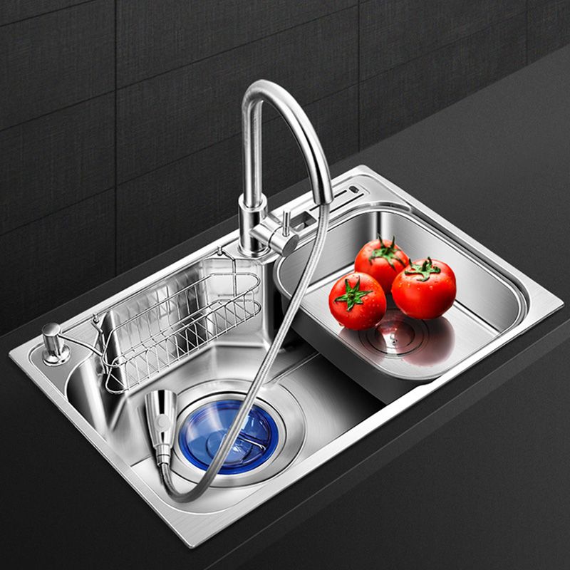 Contemporary Style Kitchen Sink Pure Color Stainless Steel 2 Holes Drop-In Kitchen Sink Clearhalo 'Home Improvement' 'home_improvement' 'home_improvement_kitchen_sinks' 'Kitchen Remodel & Kitchen Fixtures' 'Kitchen Sinks & Faucet Components' 'Kitchen Sinks' 'kitchen_sinks' 1200x1200_21fbb6ce-faa2-4b97-9694-860b5073ee4b