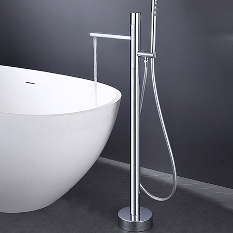 Contemporary Bathroom Faucet Floor Mounted Copper One Handle Fixed Freestanding Faucet Clearhalo 'Bathroom Remodel & Bathroom Fixtures' 'Bathtub Faucets' 'bathtub_faucets' 'Home Improvement' 'home_improvement' 'home_improvement_bathtub_faucets' 1200x1200_221fcf61-8c0e-45e7-a05e-cb3a04c8c773