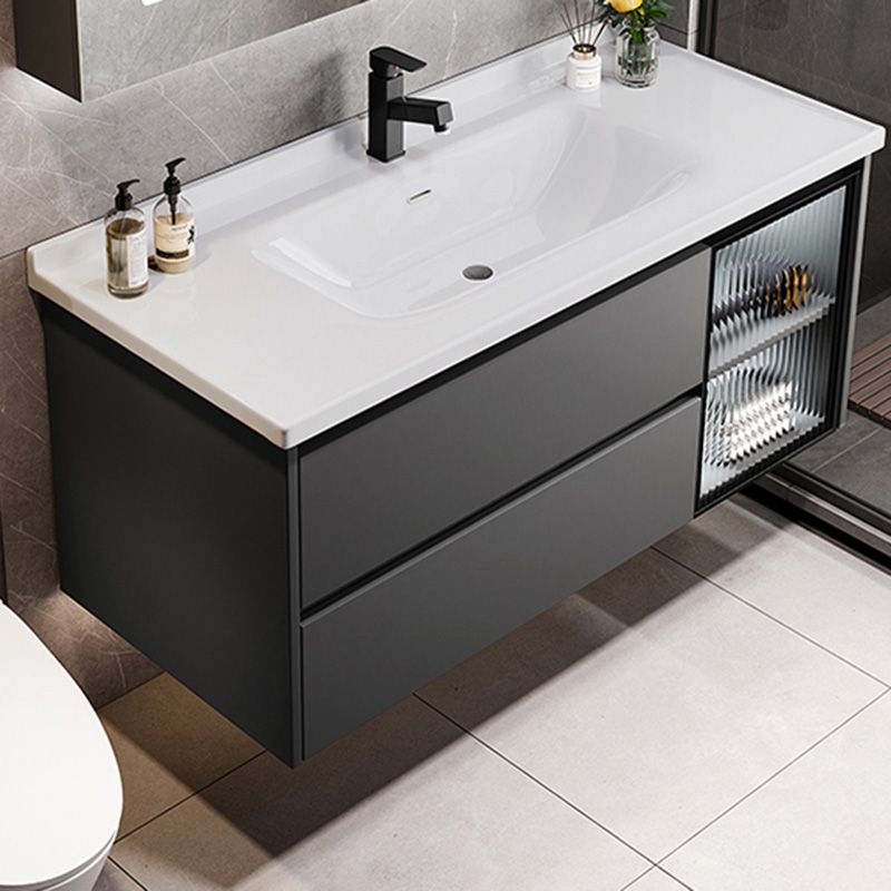 Trendy Bathroom Sink Vanity Wall-Mounted Open Shelf Faucet Included Clearhalo 'Bathroom Remodel & Bathroom Fixtures' 'Bathroom Vanities' 'bathroom_vanities' 'Home Improvement' 'home_improvement' 'home_improvement_bathroom_vanities' 1200x1200_2239917e-ef06-459d-a294-24086a958989