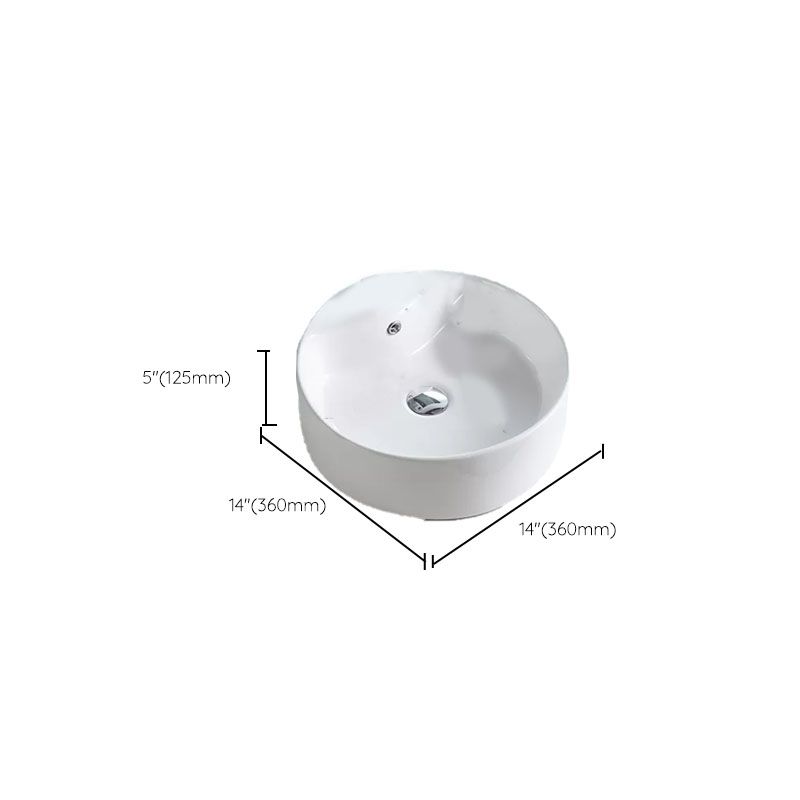 Bathroom Sink White Ceramic Faucet Single Handle Round Shape Sink Clearhalo 'Bathroom Remodel & Bathroom Fixtures' 'Bathroom Sinks & Faucet Components' 'Bathroom Sinks' 'bathroom_sink' 'Home Improvement' 'home_improvement' 'home_improvement_bathroom_sink' 1200x1200_223fbcb7-afa1-4ab2-bc7a-c8f8305c37b2