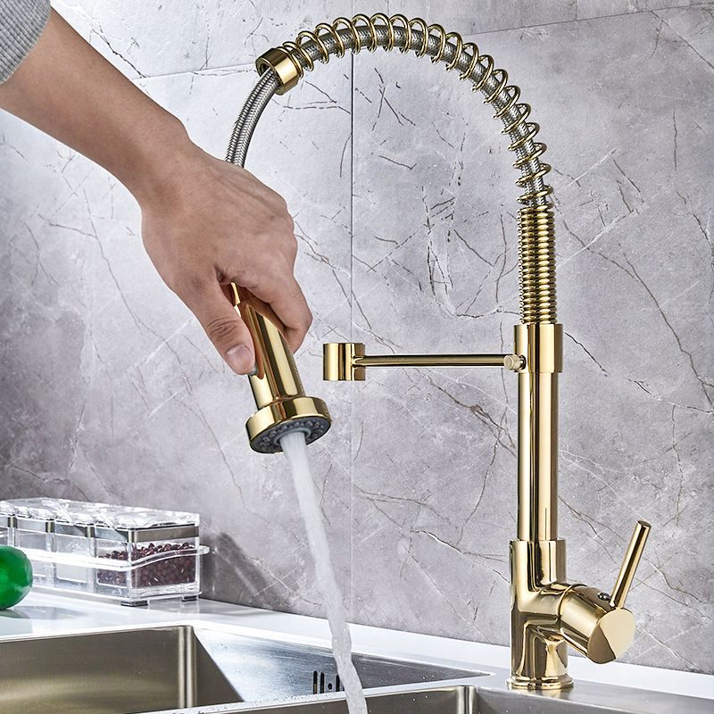Contemporary Kitchen Faucet Copper Single Handle High Arc Spring Spout Kitchen Faucet Clearhalo 'Home Improvement' 'home_improvement' 'home_improvement_kitchen_faucets' 'Kitchen Faucets' 'Kitchen Remodel & Kitchen Fixtures' 'Kitchen Sinks & Faucet Components' 'kitchen_faucets' 1200x1200_224f88c8-ef38-4d9d-8c3d-1f588af673bc