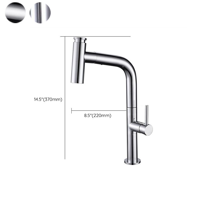 Modern Pull Down Single Handle Kitchen Faucet 1 Hold Faucet with Pull Out Sprayer Clearhalo 'Home Improvement' 'home_improvement' 'home_improvement_kitchen_faucets' 'Kitchen Faucets' 'Kitchen Remodel & Kitchen Fixtures' 'Kitchen Sinks & Faucet Components' 'kitchen_faucets' 1200x1200_2253f3c3-7810-481a-8a44-307ffe19466b