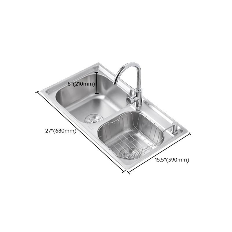Dirt Resistant Kitchen Double Sink Stainless Steel Drop-In Kitchen Sink Clearhalo 'Home Improvement' 'home_improvement' 'home_improvement_kitchen_sinks' 'Kitchen Remodel & Kitchen Fixtures' 'Kitchen Sinks & Faucet Components' 'Kitchen Sinks' 'kitchen_sinks' 1200x1200_227dc549-566c-4b2a-88df-c1c9bae72f9b