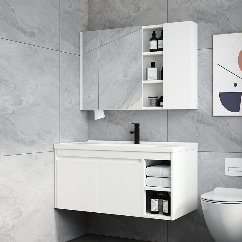 Mid Century Modern Bathroom Vanity Wall Mount Bathroom Sink Vanity with Mirror Clearhalo 'Bathroom Remodel & Bathroom Fixtures' 'Bathroom Vanities' 'bathroom_vanities' 'Home Improvement' 'home_improvement' 'home_improvement_bathroom_vanities' 1200x1200_22986573-df9e-4623-918e-3769ec4e64ae