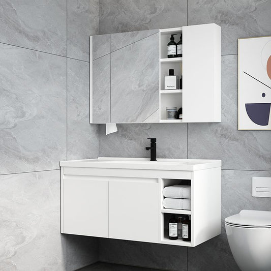 Mid Century Modern Bathroom Vanity Wall Mount Bathroom Sink Vanity with Mirror Clearhalo 'Bathroom Remodel & Bathroom Fixtures' 'Bathroom Vanities' 'bathroom_vanities' 'Home Improvement' 'home_improvement' 'home_improvement_bathroom_vanities' 1200x1200_22986573-df9e-4623-918e-3769ec4e64ae