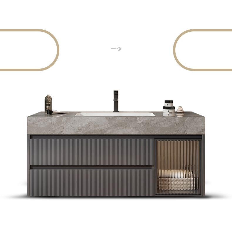 Mirror Bathroom Vanity Wall Mount Single Sink 2 Drawers Wood Frame Rectangle Vanity Clearhalo 'Bathroom Remodel & Bathroom Fixtures' 'Bathroom Vanities' 'bathroom_vanities' 'Home Improvement' 'home_improvement' 'home_improvement_bathroom_vanities' 1200x1200_22e3b961-2737-47e6-8a91-a659fc2c29d0