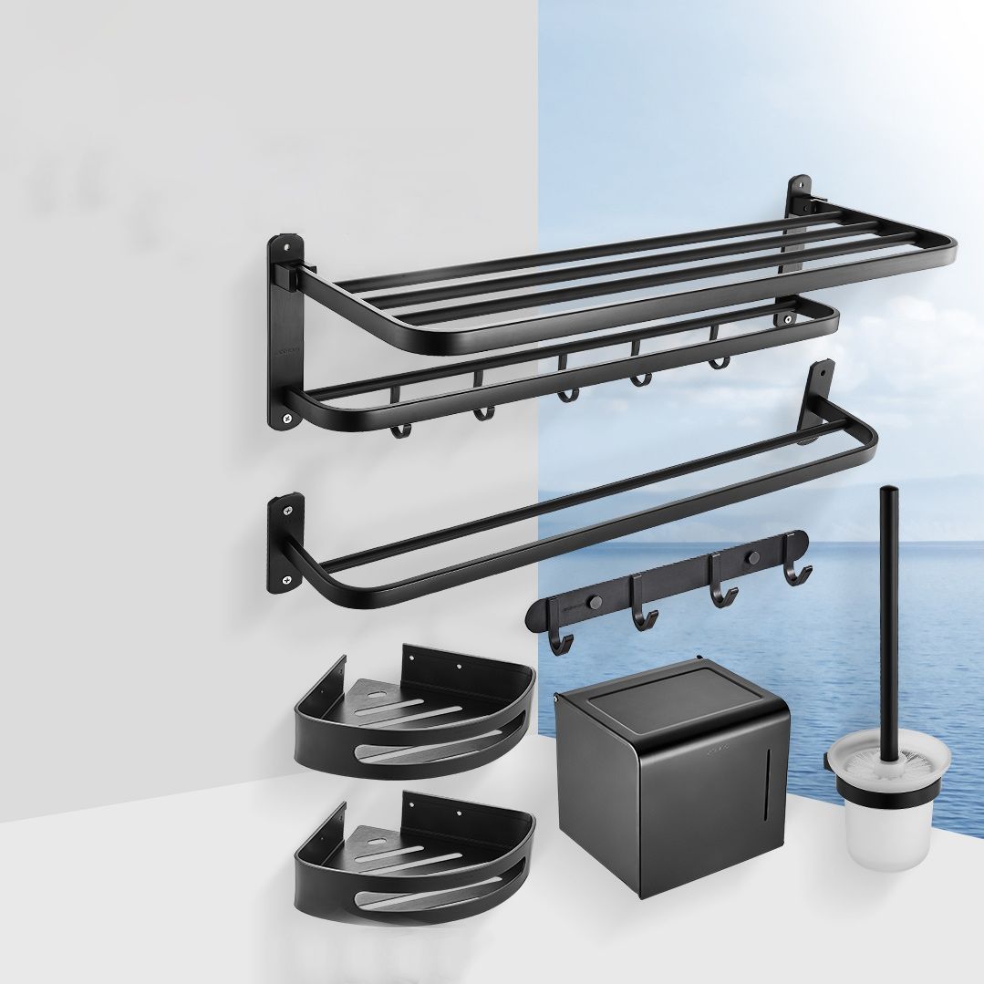 Modern Bathroom Accessory Set Metal Bathroom Hardware in Matte Black Clearhalo 'Bathroom Hardware Sets' 'Bathroom Hardware' 'Bathroom Remodel & Bathroom Fixtures' 'bathroom_hardware_sets' 'Home Improvement' 'home_improvement' 'home_improvement_bathroom_hardware_sets' 1200x1200_22f62bc1-8c2f-419b-b2b6-0a2d42950ddd