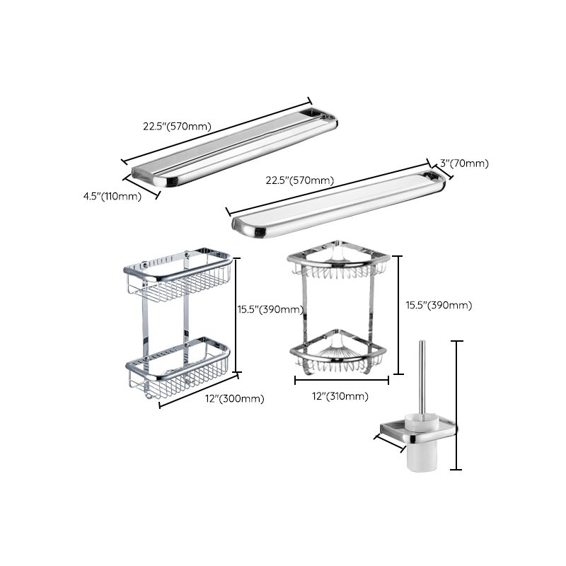 Contemporary Silver Bathroom Set with Bath Shelf and Towel Bar Clearhalo 'Bathroom Hardware Sets' 'Bathroom Hardware' 'Bathroom Remodel & Bathroom Fixtures' 'bathroom_hardware_sets' 'Home Improvement' 'home_improvement' 'home_improvement_bathroom_hardware_sets' 1200x1200_23021da5-9d7f-4338-861f-1eaac57b747b