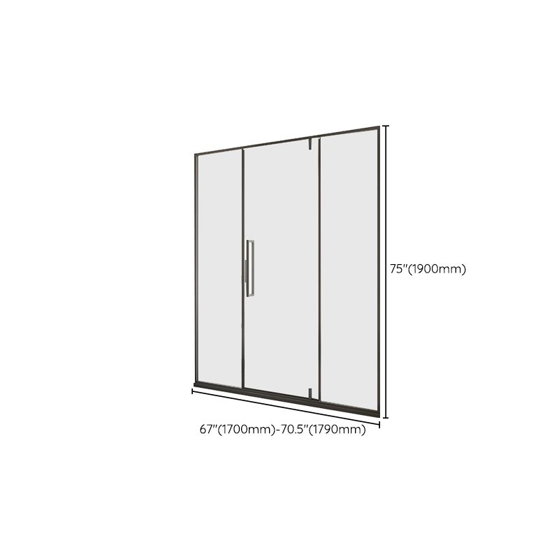 Black Full Frame One-line Pivot Door, Tempered Glass Shower Door Clearhalo 'Bathroom Remodel & Bathroom Fixtures' 'Home Improvement' 'home_improvement' 'home_improvement_shower_tub_doors' 'Shower and Tub Doors' 'shower_tub_doors' 'Showers & Bathtubs' 1200x1200_2309bbc8-d9bb-4a57-adfa-aaf275c90f38