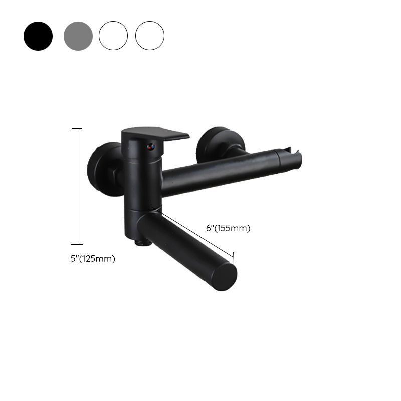 Lever Handle Tub Faucet Wall Mount Shower Hose Swivel Spout Bath Filler with Handshower Clearhalo 'Bathroom Remodel & Bathroom Fixtures' 'Bathtub Faucets' 'bathtub_faucets' 'Home Improvement' 'home_improvement' 'home_improvement_bathtub_faucets' 1200x1200_230c6105-c1b4-4d1d-8ec1-68118a0331cf