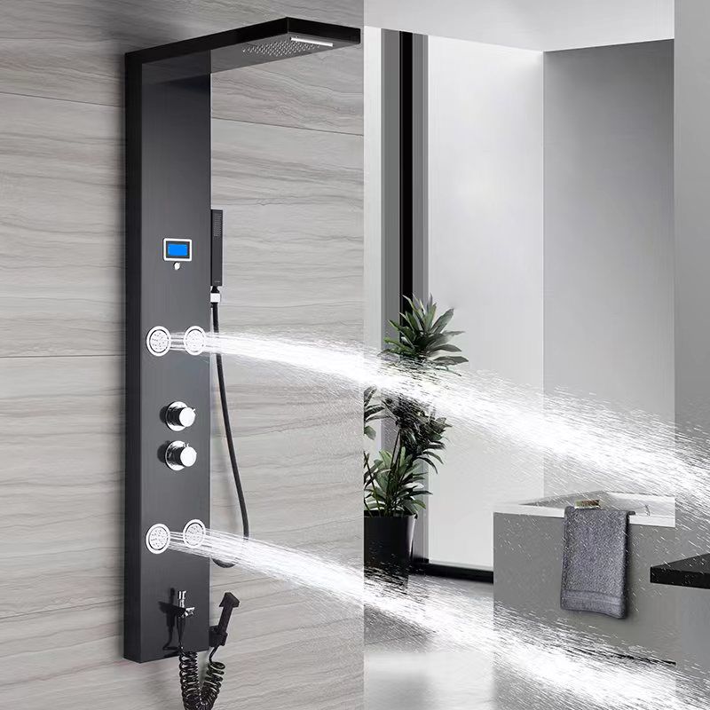 Modern Shower System Massage Jets Knob Hand Shower Ceiling Mounted Shower Trim Clearhalo 'Bathroom Remodel & Bathroom Fixtures' 'Home Improvement' 'home_improvement' 'home_improvement_shower_faucets' 'Shower Faucets & Systems' 'shower_faucets' 'Showers & Bathtubs Plumbing' 'Showers & Bathtubs' 1200x1200_232a1697-8fe1-4ff6-b49d-fcd882c35fa9