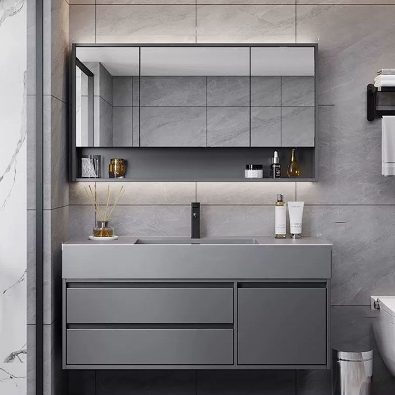 Grey Modern Wood Wall Mounted Standard Bathroom Vanity Set with Sink Clearhalo 'Bathroom Remodel & Bathroom Fixtures' 'Bathroom Vanities' 'bathroom_vanities' 'Home Improvement' 'home_improvement' 'home_improvement_bathroom_vanities' 1200x1200_232c6d87-3196-4687-a3f3-03da3d751ca4