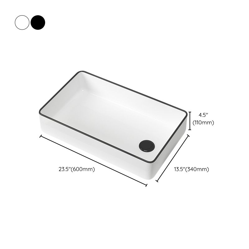 Contemporary Bathroom Sink Pop-Up Drain Porcelain Rectangular Vessel Sink Clearhalo 'Bathroom Remodel & Bathroom Fixtures' 'Bathroom Sinks & Faucet Components' 'Bathroom Sinks' 'bathroom_sink' 'Home Improvement' 'home_improvement' 'home_improvement_bathroom_sink' 1200x1200_233e5dbd-92d7-4df3-a3e9-df69054a9d50