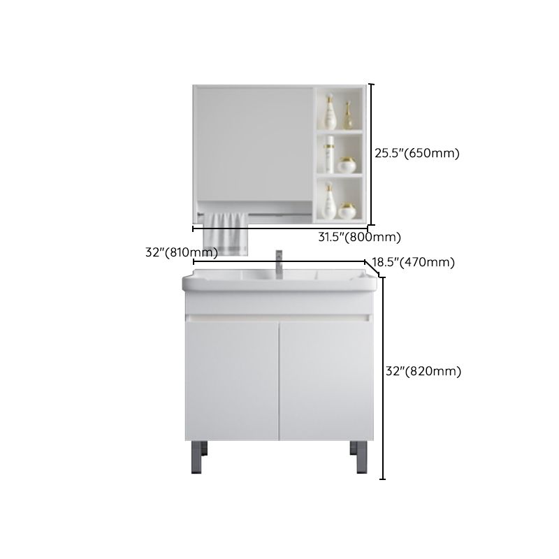 Ceramic Single Bathroom Vanity Modern White Rectangular Freestanding Vanity Set Clearhalo 'Bathroom Remodel & Bathroom Fixtures' 'Bathroom Vanities' 'bathroom_vanities' 'Home Improvement' 'home_improvement' 'home_improvement_bathroom_vanities' 1200x1200_235d2635-433e-4e6c-b5be-70e3b72cc6d0