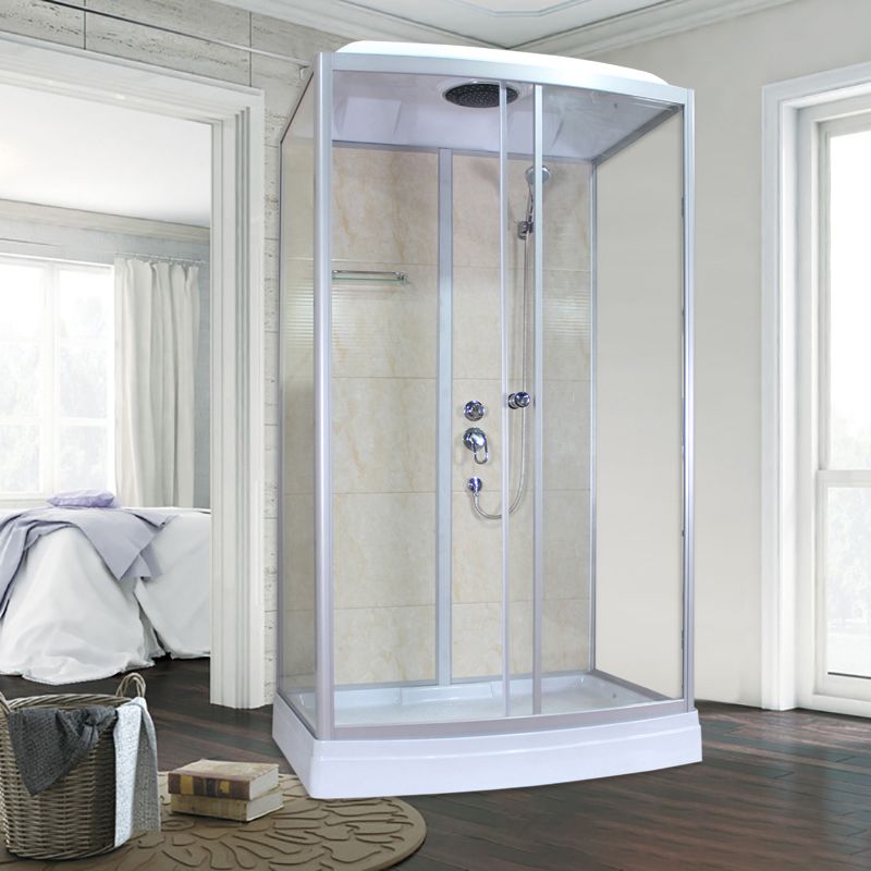 Corner Framed Shower Stall Single Sliding Tempered Glass Shower Stall Clearhalo 'Bathroom Remodel & Bathroom Fixtures' 'Home Improvement' 'home_improvement' 'home_improvement_shower_stalls_enclosures' 'Shower Stalls & Enclosures' 'shower_stalls_enclosures' 'Showers & Bathtubs' 1200x1200_23783126-d06f-4194-b1a9-1c9d1fadff9b