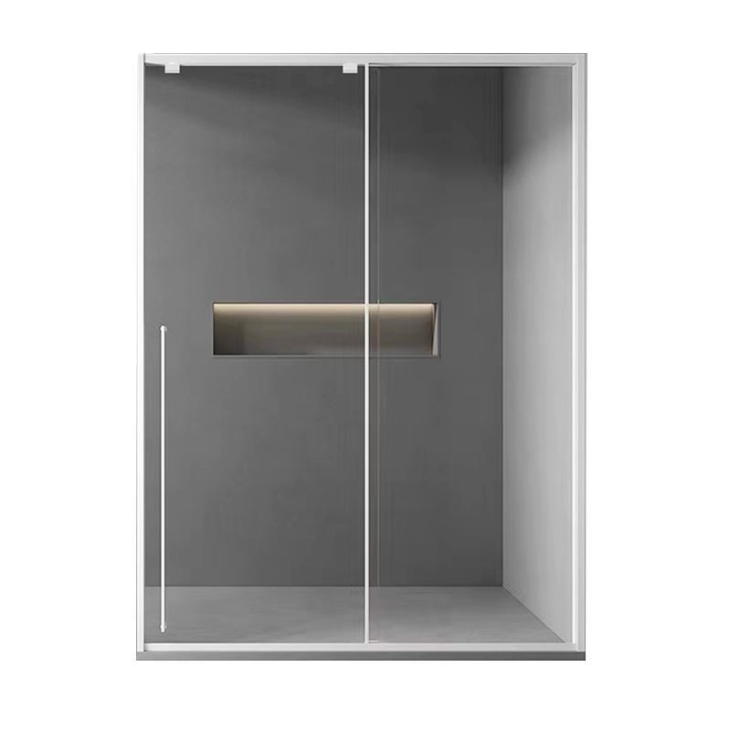 Narrow Full Frame Single Sliding Shower Door Tempered Glass Shower Door Clearhalo 'Bathroom Remodel & Bathroom Fixtures' 'Home Improvement' 'home_improvement' 'home_improvement_shower_tub_doors' 'Shower and Tub Doors' 'shower_tub_doors' 'Showers & Bathtubs' 1200x1200_237b1d81-5bbc-49ae-80b1-97fdda242f15
