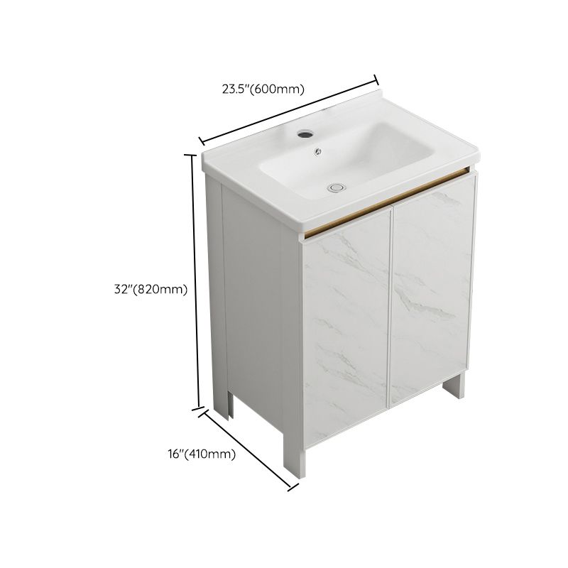 Modern White Metal Base Vanity Single Freestanding Rectangular Sink Vanity Clearhalo 'Bathroom Remodel & Bathroom Fixtures' 'Bathroom Vanities' 'bathroom_vanities' 'Home Improvement' 'home_improvement' 'home_improvement_bathroom_vanities' 1200x1200_237ce5d3-4800-405f-a4ad-69cc6d7f1c62