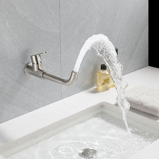 Modern Style Faucet Wall Mounted Single Lever Handle Faucet for Bathroom Clearhalo 'Bathroom Remodel & Bathroom Fixtures' 'Bathroom Sink Faucets' 'Bathroom Sinks & Faucet Components' 'bathroom_sink_faucets' 'Home Improvement' 'home_improvement' 'home_improvement_bathroom_sink_faucets' 1200x1200_23838bab-e7d0-4747-b48d-75be6d6c9f03