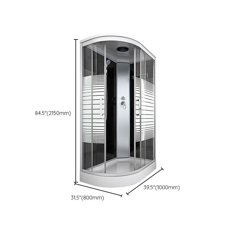 Contemporary Round Shower Stall Double Sliding Frosted Framed Shower Stall with Ceiling Clearhalo 'Bathroom Remodel & Bathroom Fixtures' 'Home Improvement' 'home_improvement' 'home_improvement_shower_stalls_enclosures' 'Shower Stalls & Enclosures' 'shower_stalls_enclosures' 'Showers & Bathtubs' 1200x1200_238d965c-2b86-490e-b2b5-1fa56333e15f