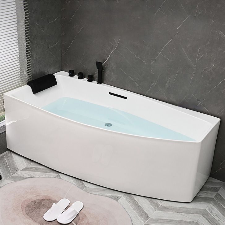 Modern Corner Acrylic Bathtub Soaking White Back to Wall Bath Clearhalo 'Bathroom Remodel & Bathroom Fixtures' 'Bathtubs' 'Home Improvement' 'home_improvement' 'home_improvement_bathtubs' 'Showers & Bathtubs' 1200x1200_2395dbb8-ab0f-49d8-b177-8b03af42ac48