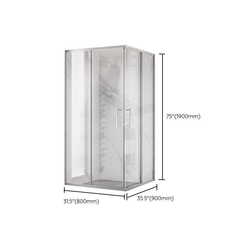 Double Sliding Shower Enclosure Framed Clear Tempered Glass Shower Enclosure Clearhalo 'Bathroom Remodel & Bathroom Fixtures' 'Home Improvement' 'home_improvement' 'home_improvement_shower_stalls_enclosures' 'Shower Stalls & Enclosures' 'shower_stalls_enclosures' 'Showers & Bathtubs' 1200x1200_23b45c6d-177f-4ad3-b6cc-f95044cbc09a