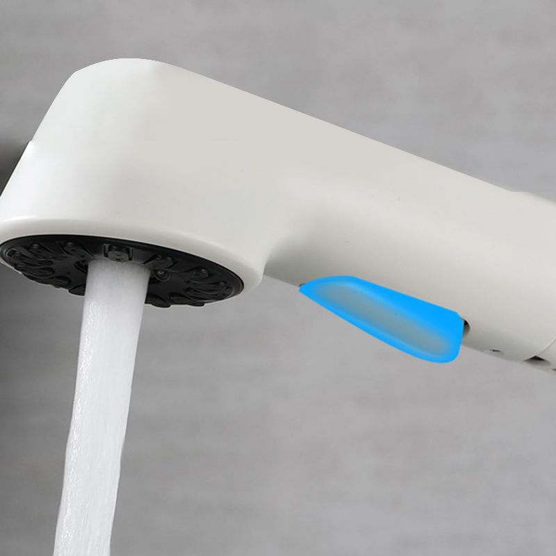 White Pull-out Bathroom Sink Faucet Hot and Cold Water Adjustable Hand Held Faucet Clearhalo 'Bathroom Remodel & Bathroom Fixtures' 'Bathroom Sink Faucets' 'Bathroom Sinks & Faucet Components' 'bathroom_sink_faucets' 'Home Improvement' 'home_improvement' 'home_improvement_bathroom_sink_faucets' 1200x1200_23b5f957-09a2-4728-a200-918fe50ce35c