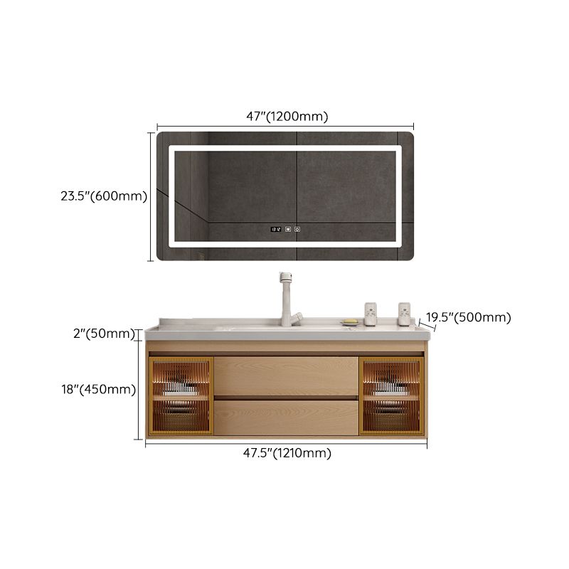Wall Mount Vanity Mirror Single Sink Rectangle Door Wood Vanity with Drawers Clearhalo 'Bathroom Remodel & Bathroom Fixtures' 'Bathroom Vanities' 'bathroom_vanities' 'Home Improvement' 'home_improvement' 'home_improvement_bathroom_vanities' 1200x1200_23d7f70d-cdec-4a42-b994-2b6ca074982d