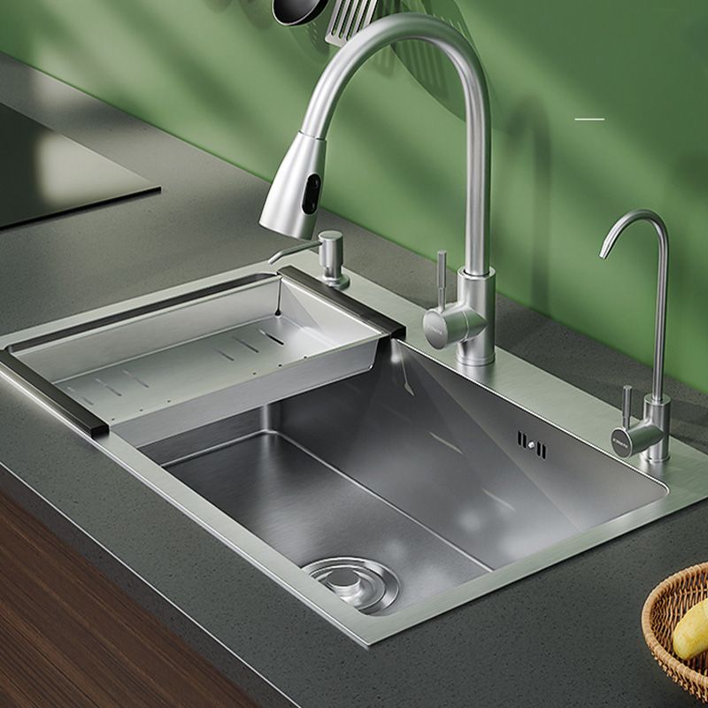 Modern Style Kitchen Sink Soundproof Kitchen Sink with Basket Strainer Clearhalo 'Home Improvement' 'home_improvement' 'home_improvement_kitchen_sinks' 'Kitchen Remodel & Kitchen Fixtures' 'Kitchen Sinks & Faucet Components' 'Kitchen Sinks' 'kitchen_sinks' 1200x1200_23f26d26-6c6e-44a0-b343-b8626c0c4a7b